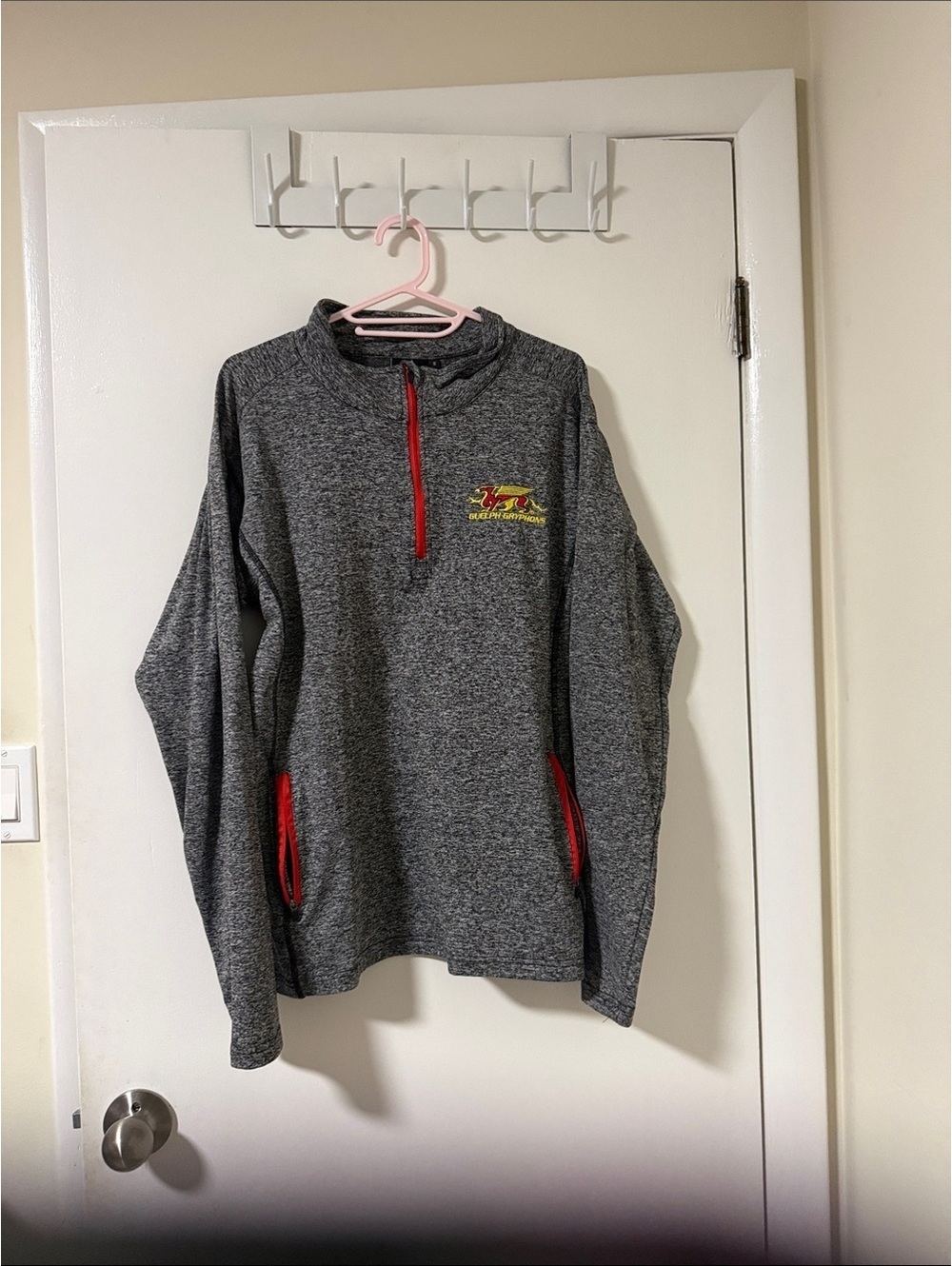 Gray Guelph Gryphons Quarter-Zip Pullover with Red Accents